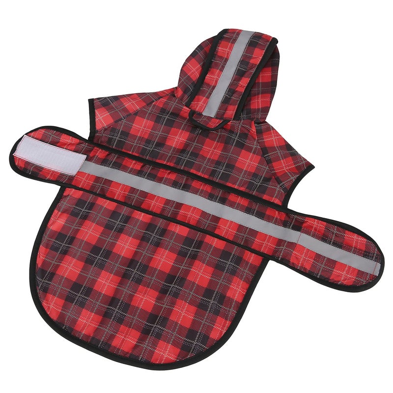 HDE Dog Raincoat Jacket Reflective Adjustable Hooded Pet Poncho Rain Coat with Leash Hole for Small to X-Large Dogs Plaid - S - Image 5